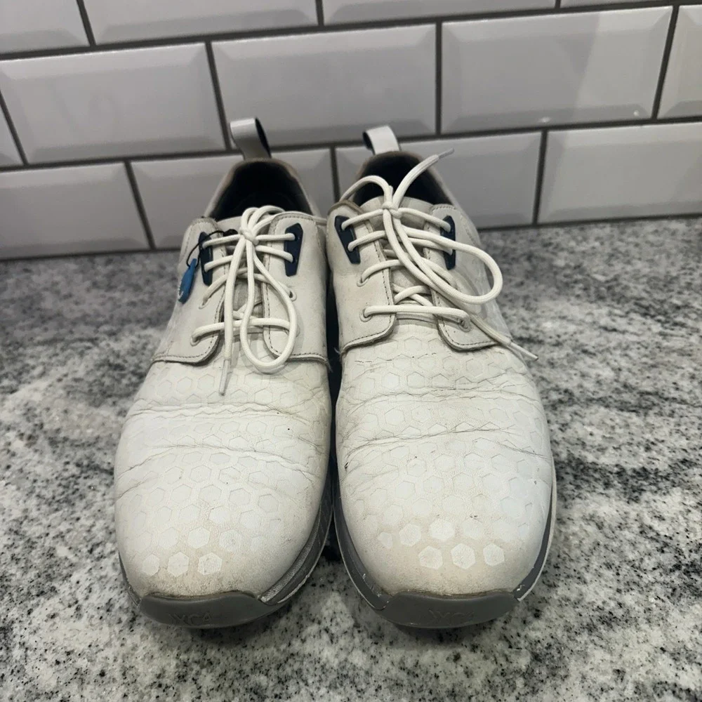 LUXE MEN'S‎ SHOE 9.5 WHITE LEATHER LACE UP GOLF SHOE JOHNSTON & MURPHY XC 4 Dual